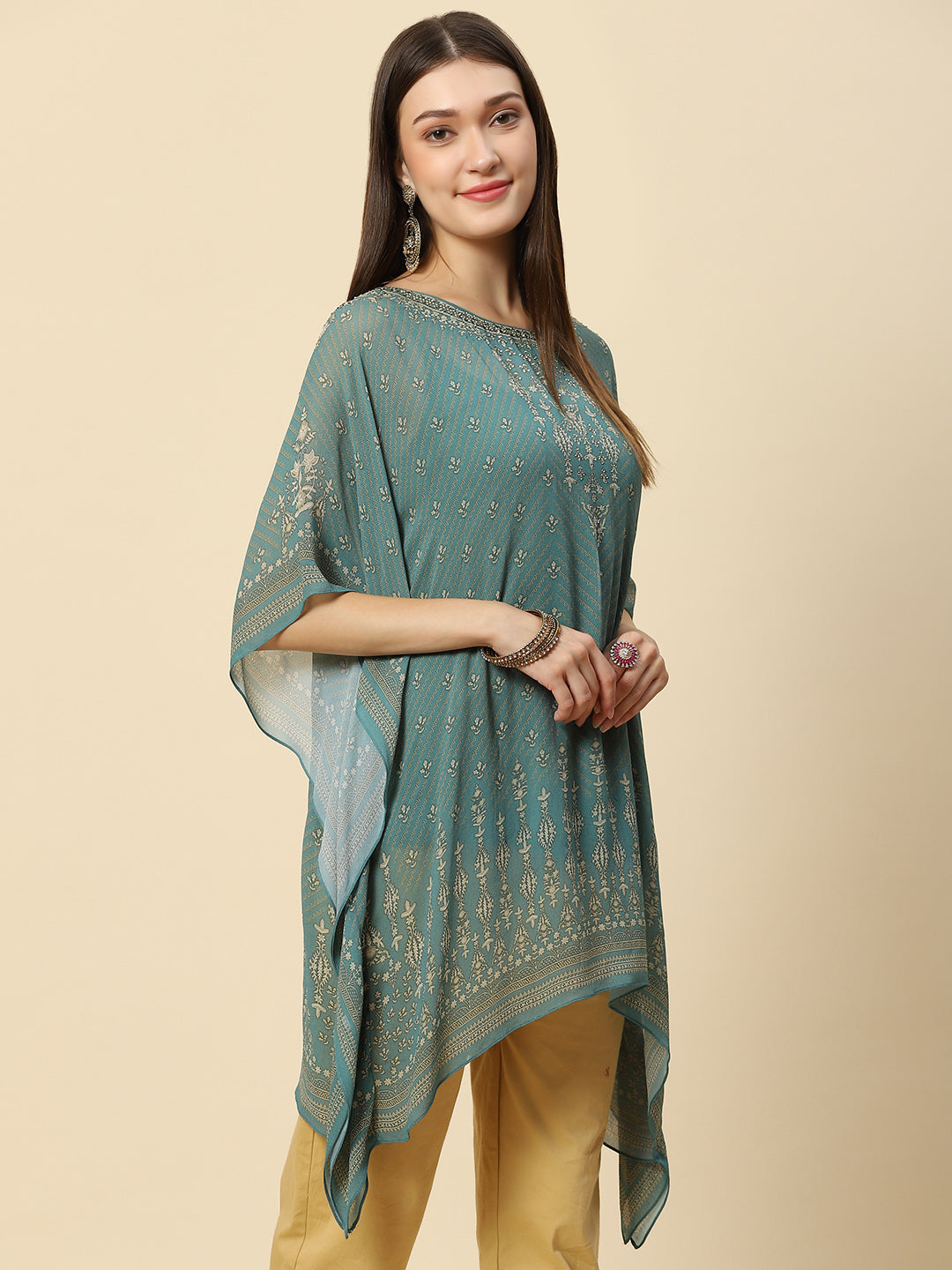 Digital Printed Georgette Kaftan Kurta
