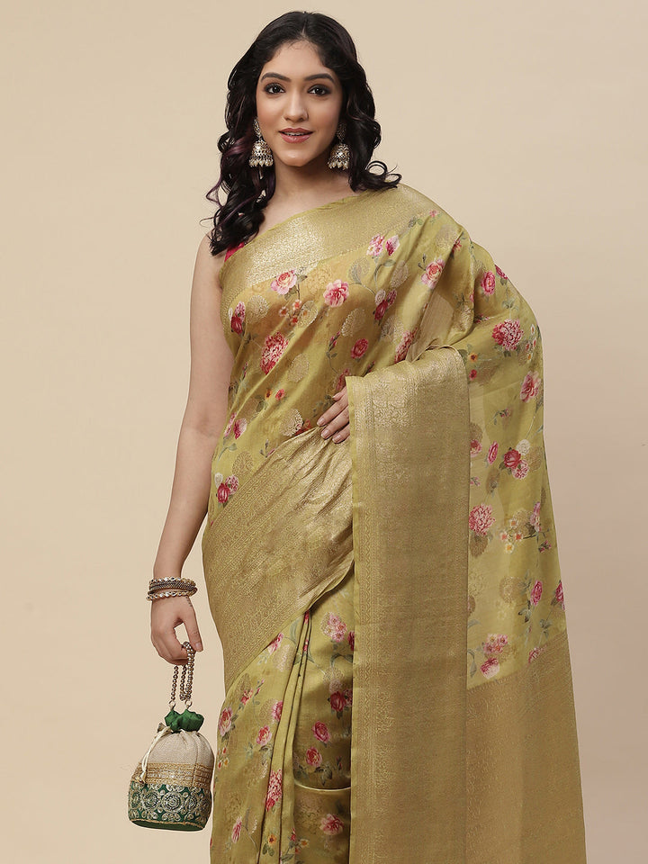Floral Digital Printed Handloom Saree