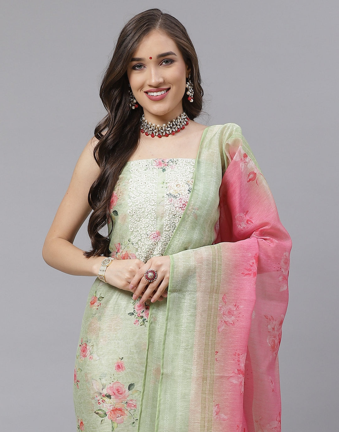 Chanderi Embroidered Suit Piece