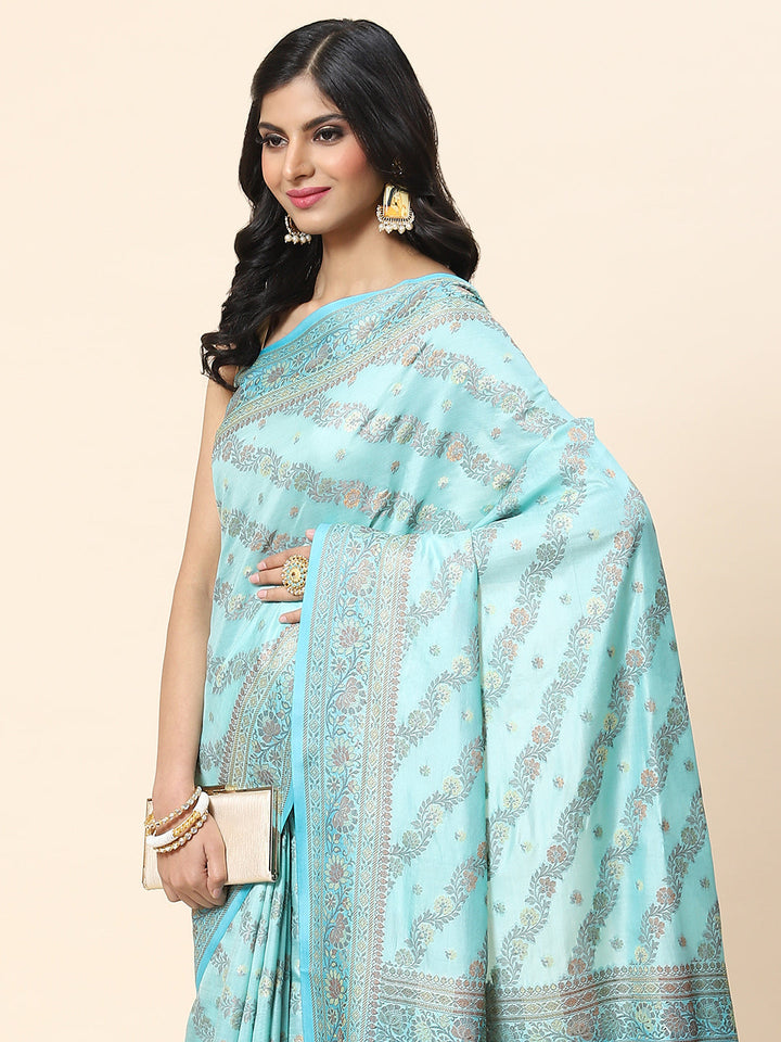 Floral Zari Jaal Tussar Woven Saree