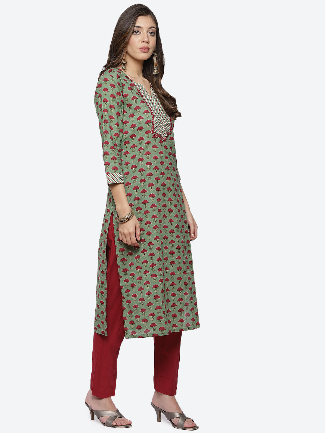 Floral Printed Cotton Kurta With Pant