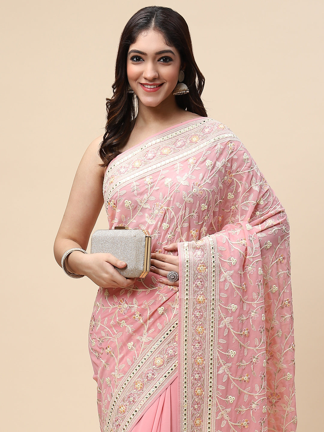 Resham Jaal Embroidered Georgette Saree