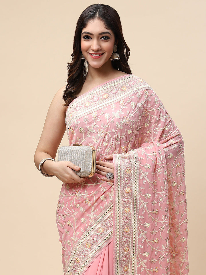 Resham Jaal Embroidered Georgette Saree
