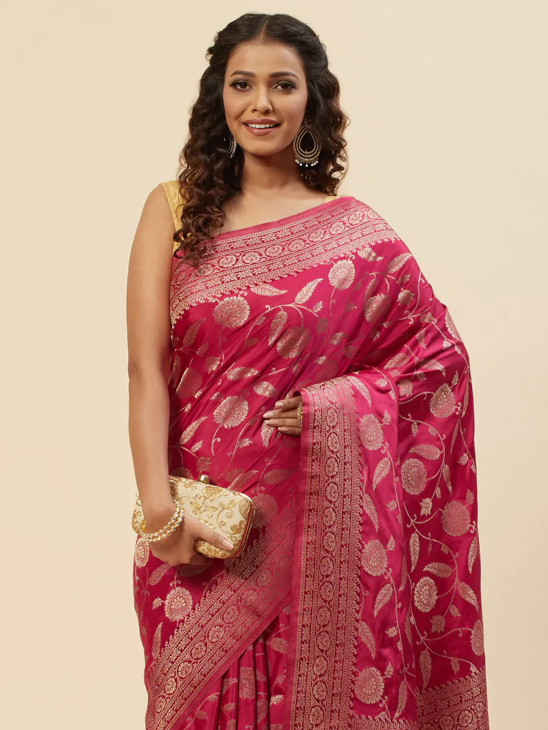 Floral Zari Jaal Handloom Woven Saree