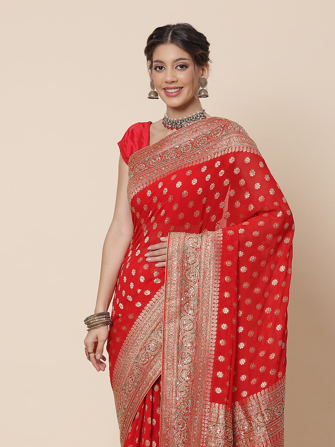 Stone Booti Banarsi Embroided Saree