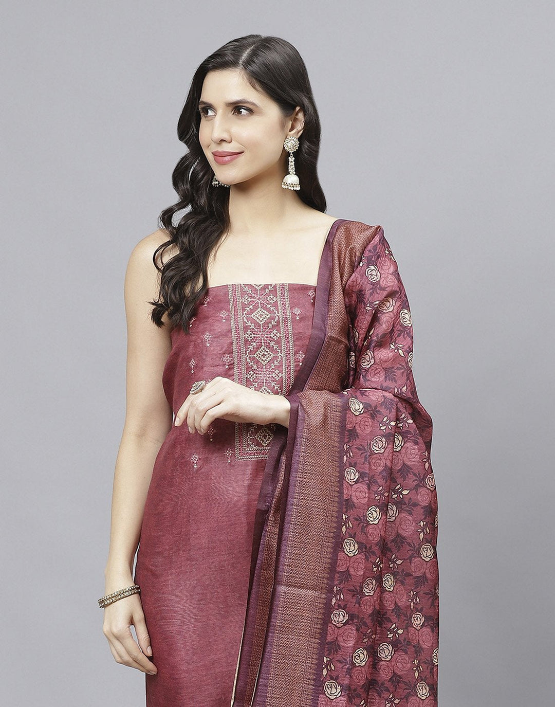 Chanderi Embroidered Suit piece