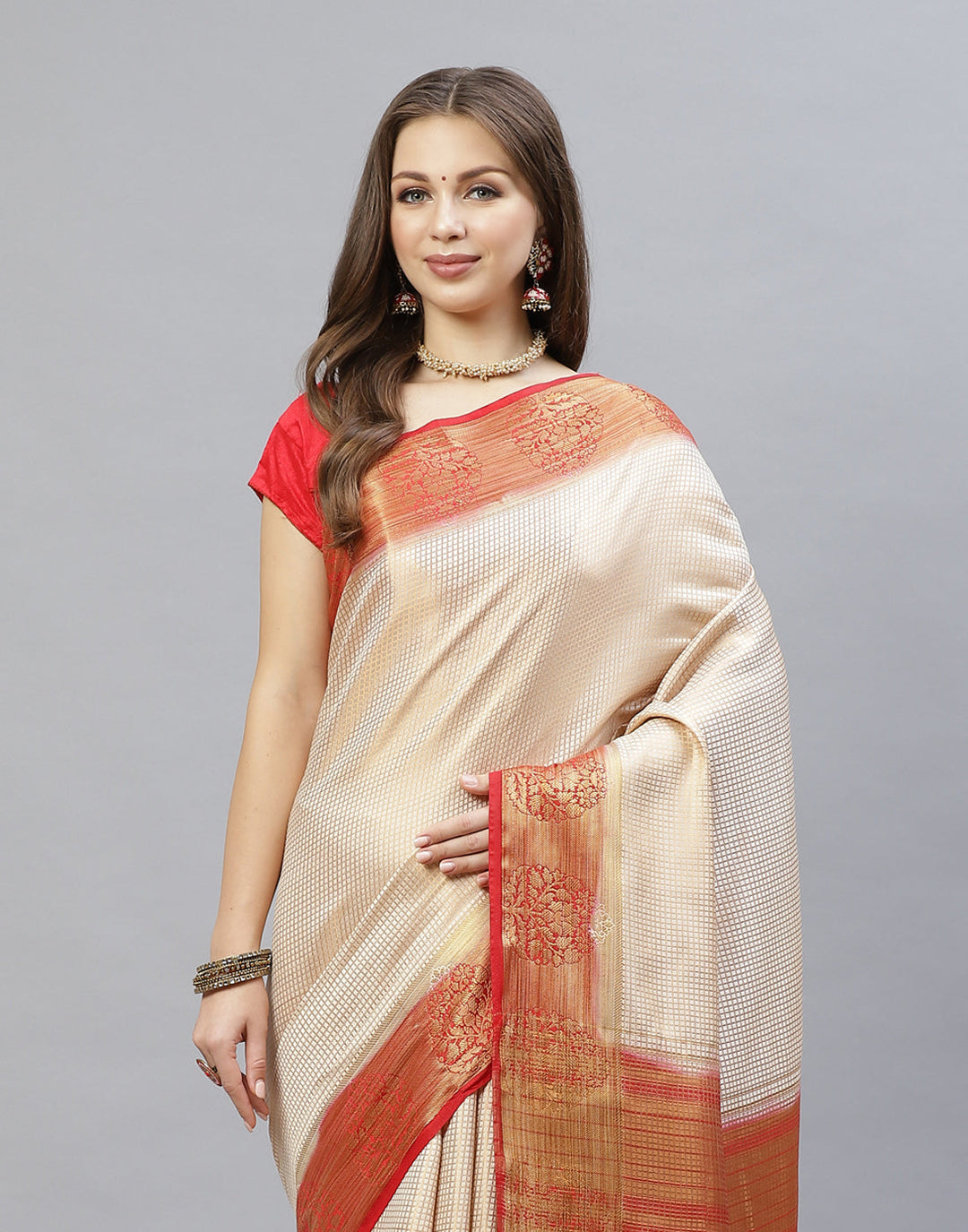 Jacquard Zari Border Art Handloom Woven Saree