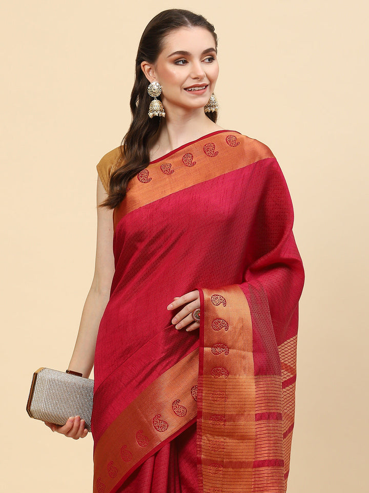 Plain Zari Border Handloom Woven Saree