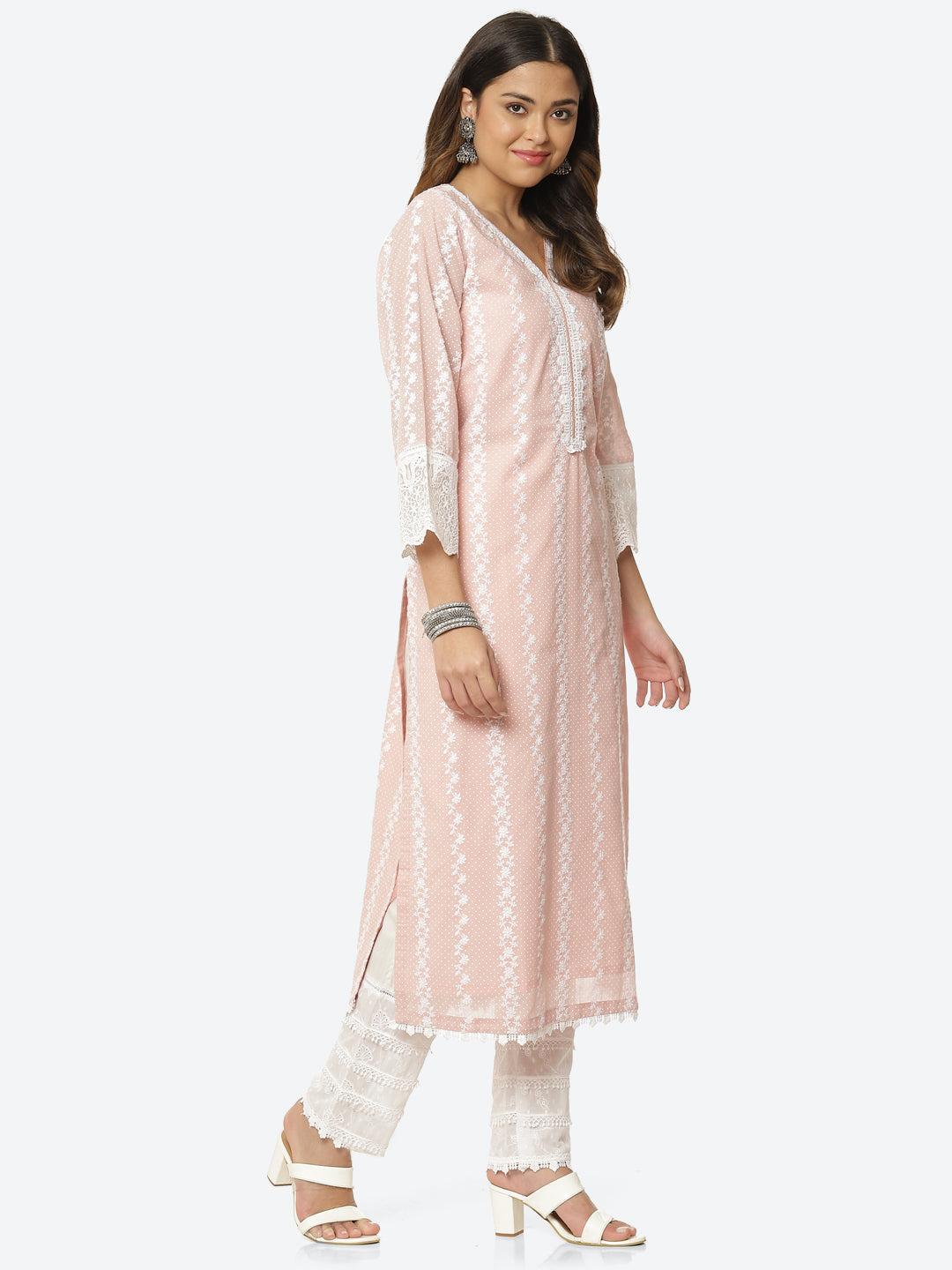 Printed Booti Chanderi Kurta With Pant