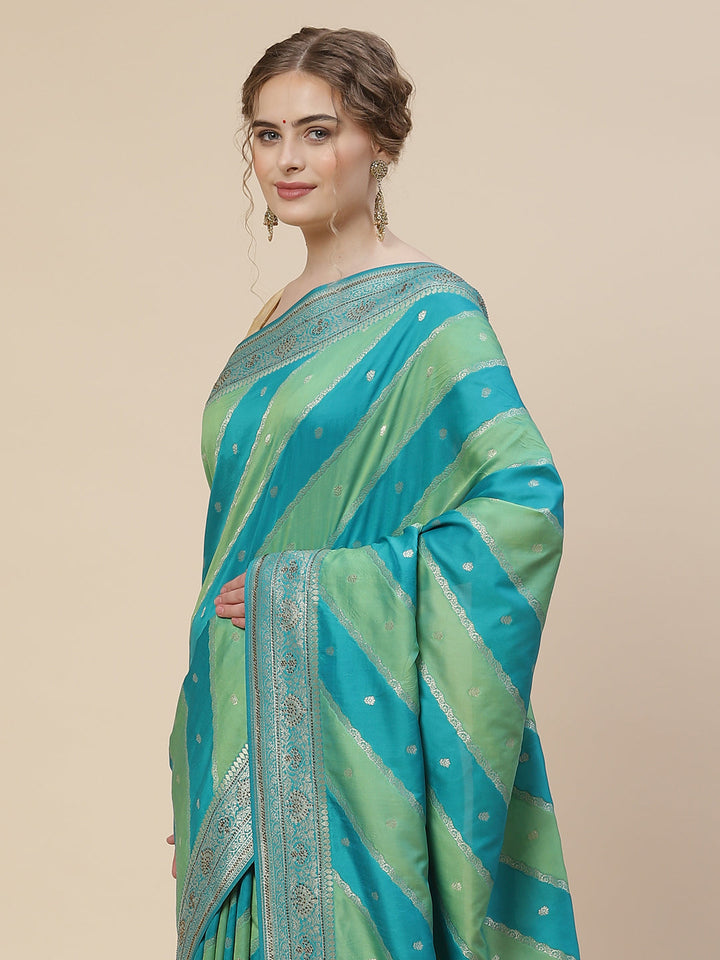 Brocade Zari Booti Art Handloom Woven Saree