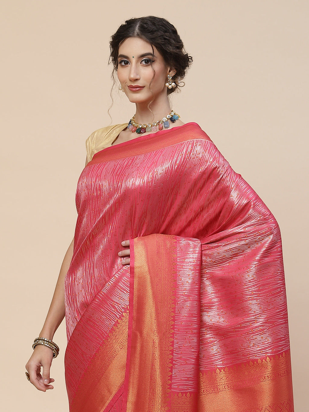 Zari Jaal Art Handloom Woven Saree