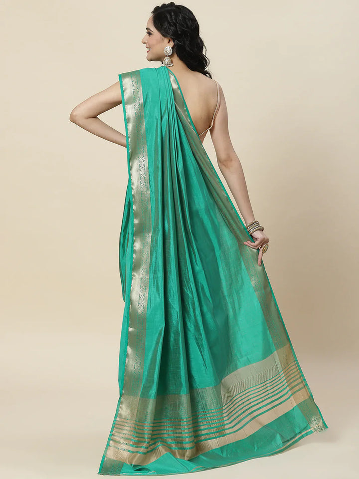 Plain Zari Border Handloom Woven Saree