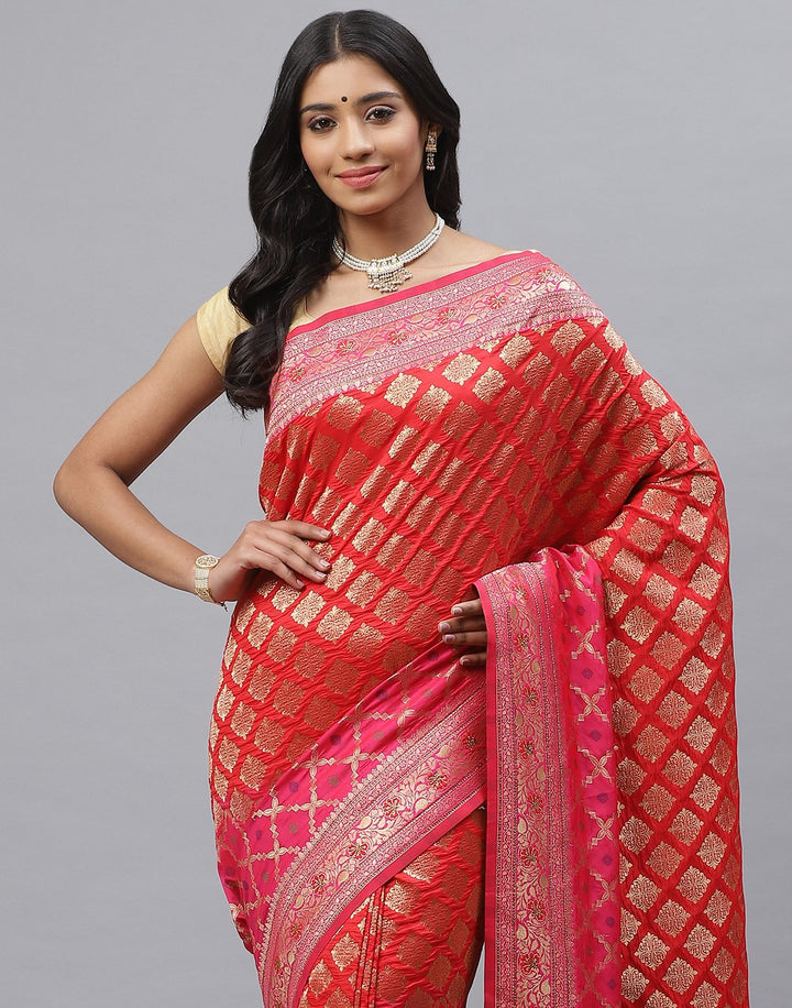Banarasi Woven Silk Saree  With Embroidery