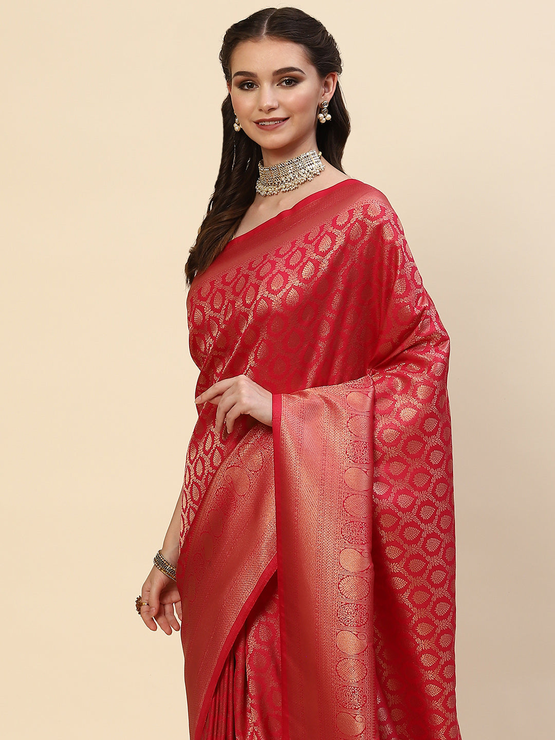 Brocade Zari Jaal Handloom Woven Saree