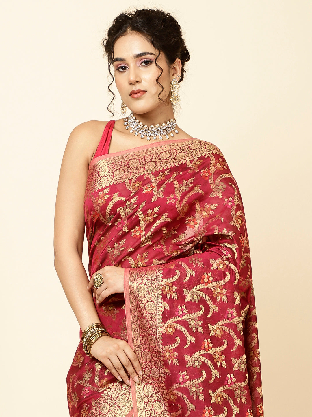 Zari Jaal Woven Cotton Saree
