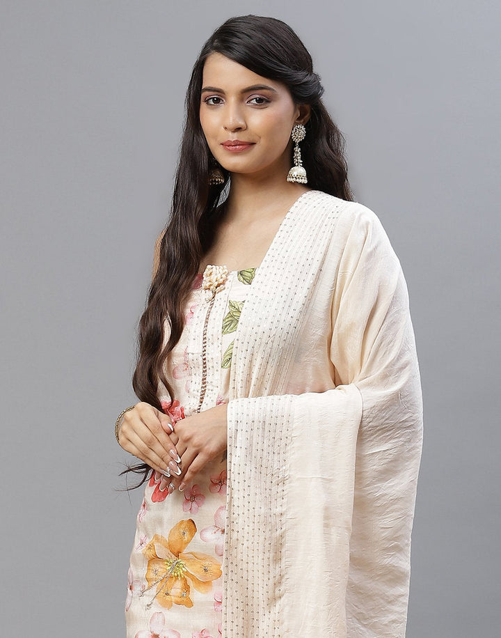 Muslin Printed Embroidered Suit piece
