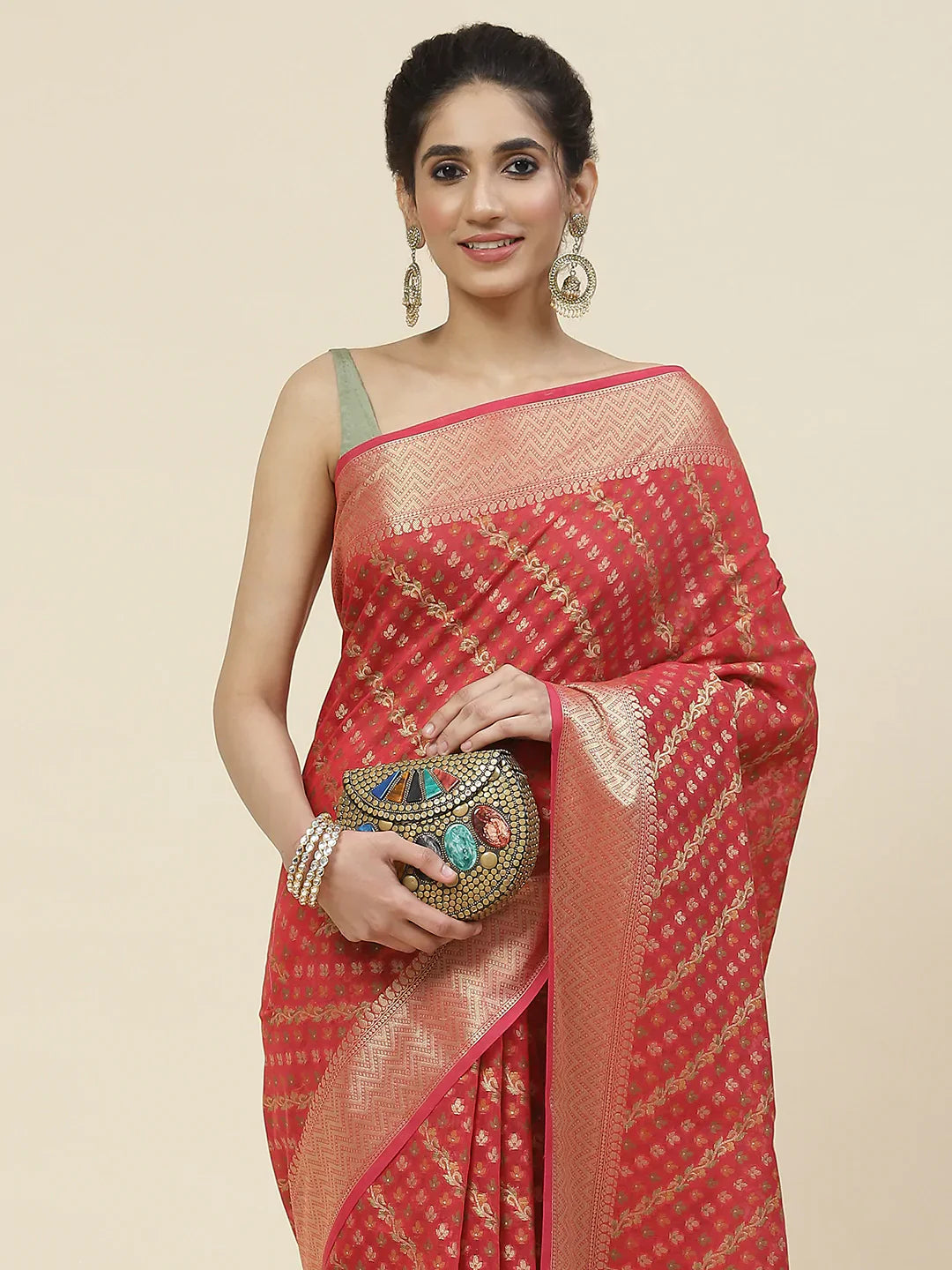 Zari Booti Cotton Woven Saree