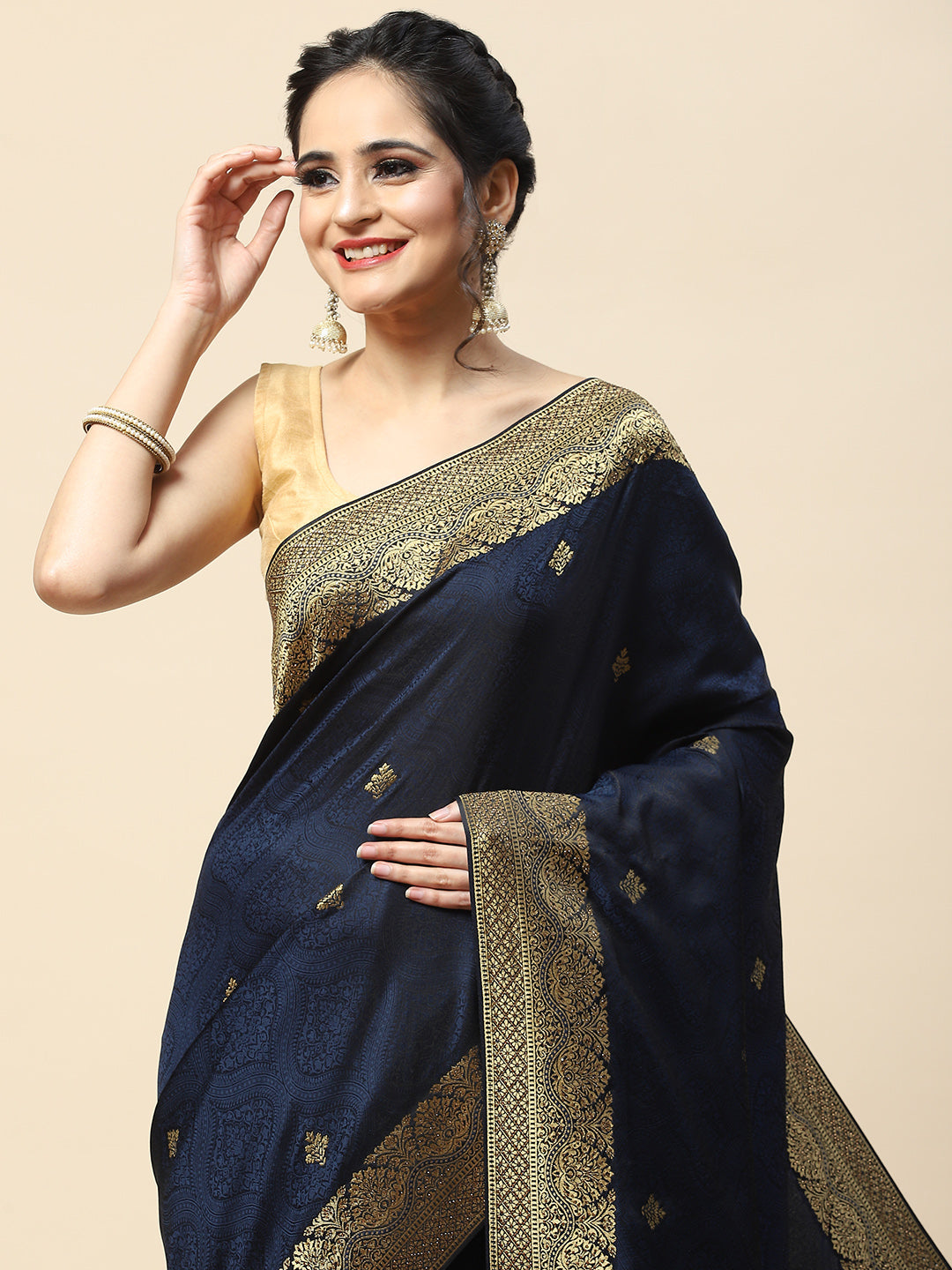 Zari Booti Embroidered Banarasi Saree