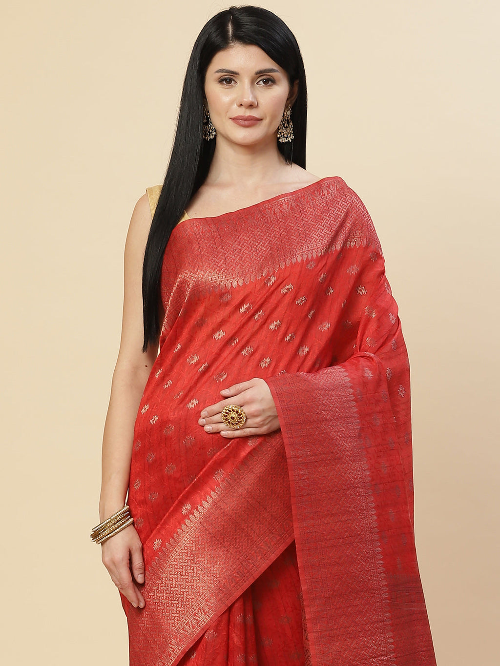 Zari Booti Tussar Woven Saree
