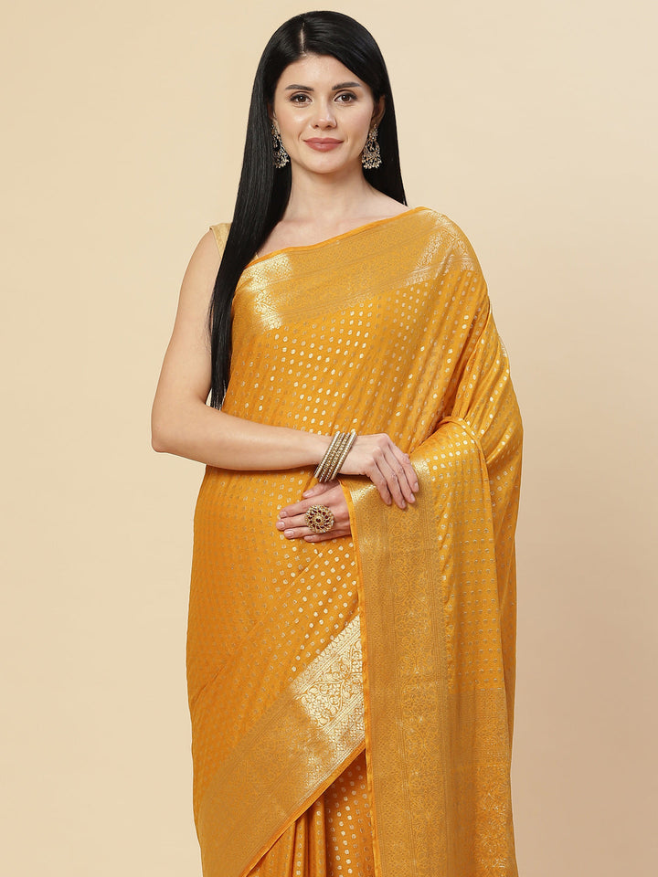 Zari Booti Georgette Plain Saree