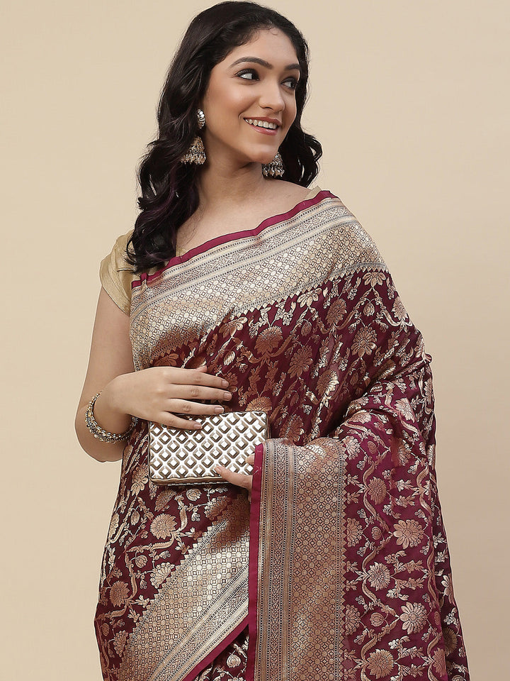 Zari Jaal Banarasi Woven Saree