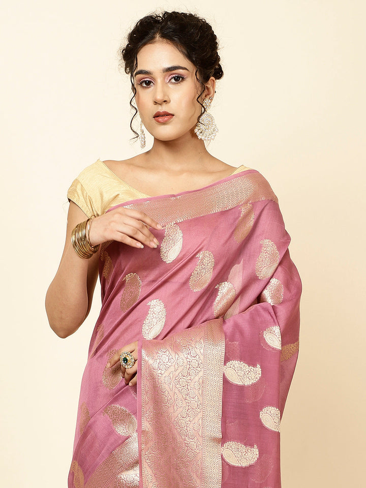Zari Border Booti Woven Cotton Saree