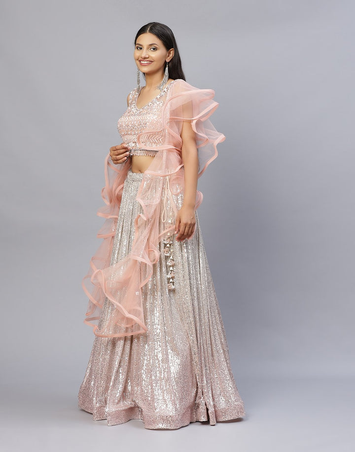 LYCRA SEQUENCE LEHANGA WITH NET TWIRL DUPATTA