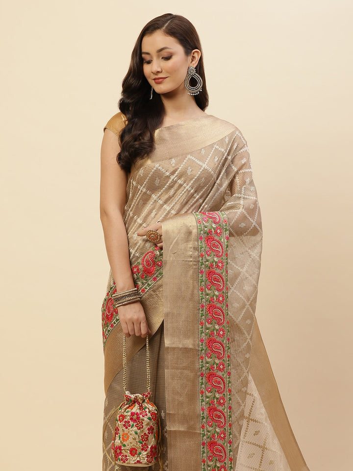 Resham Jaal Cotton Embroidered Saree