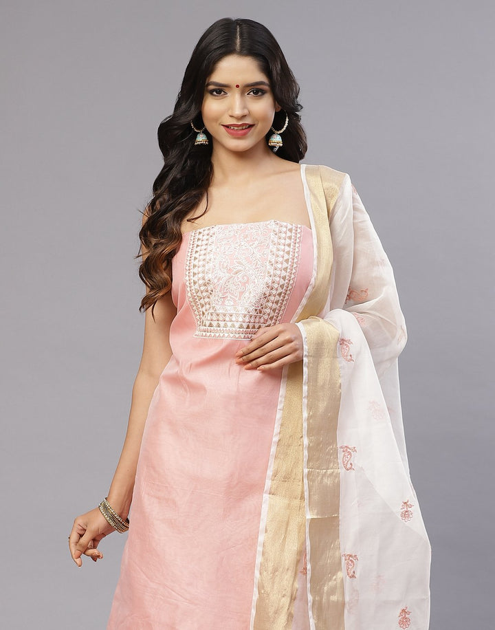 Chanderi Embroidered Suit Piece