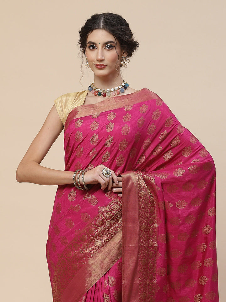 Zari Border Booti Art Handloom Woven Saree