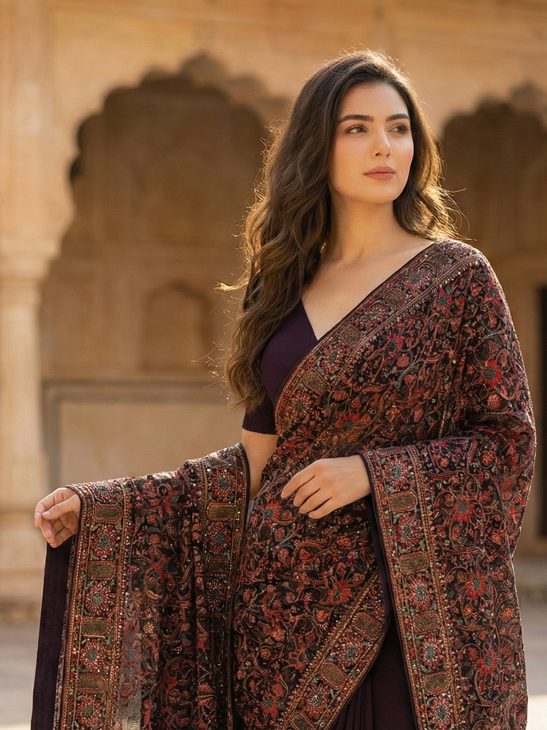 Embroidered Georgette Saree