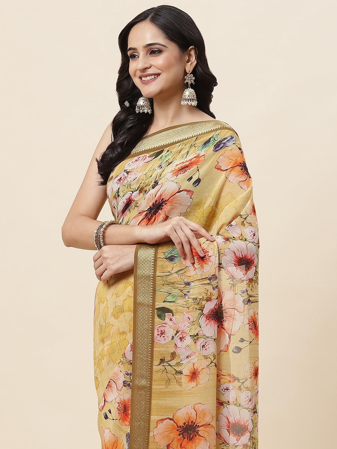 Digital Floral Printed Art Georgette Saree - meenabazaar