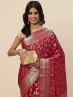 Floral Zari Jaal Chiffon Plain Saree