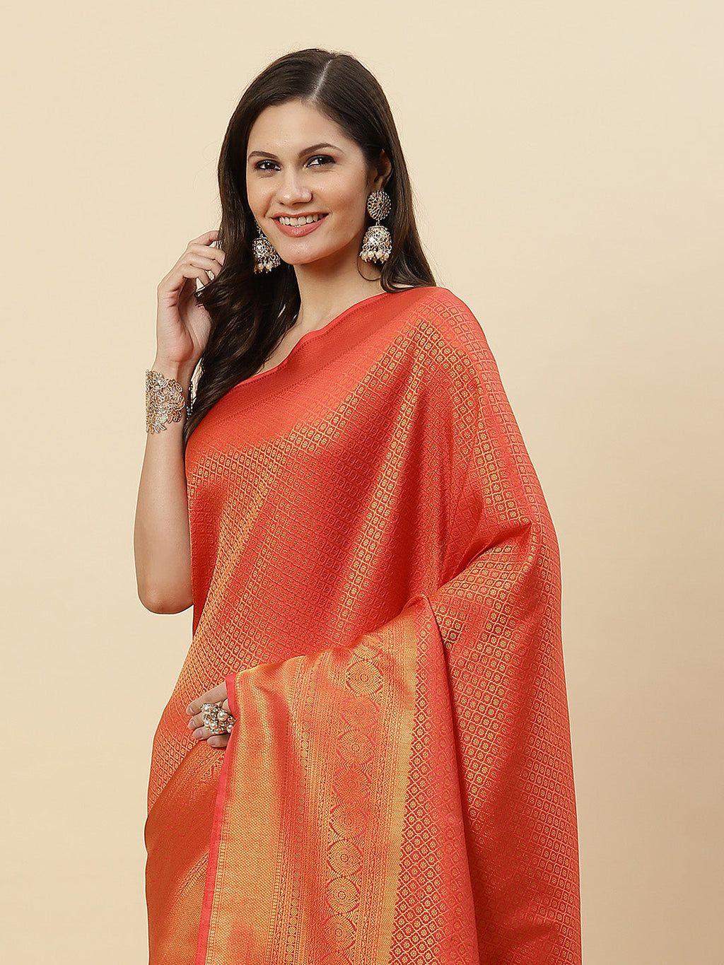 Brocade Zari Jaal Art Handloom Woven Saree