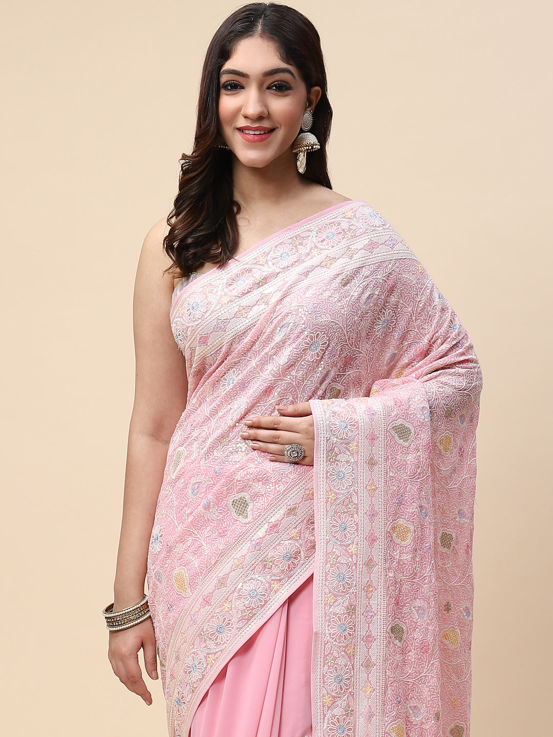 Resham Jaal Embroidered Georgette Saree