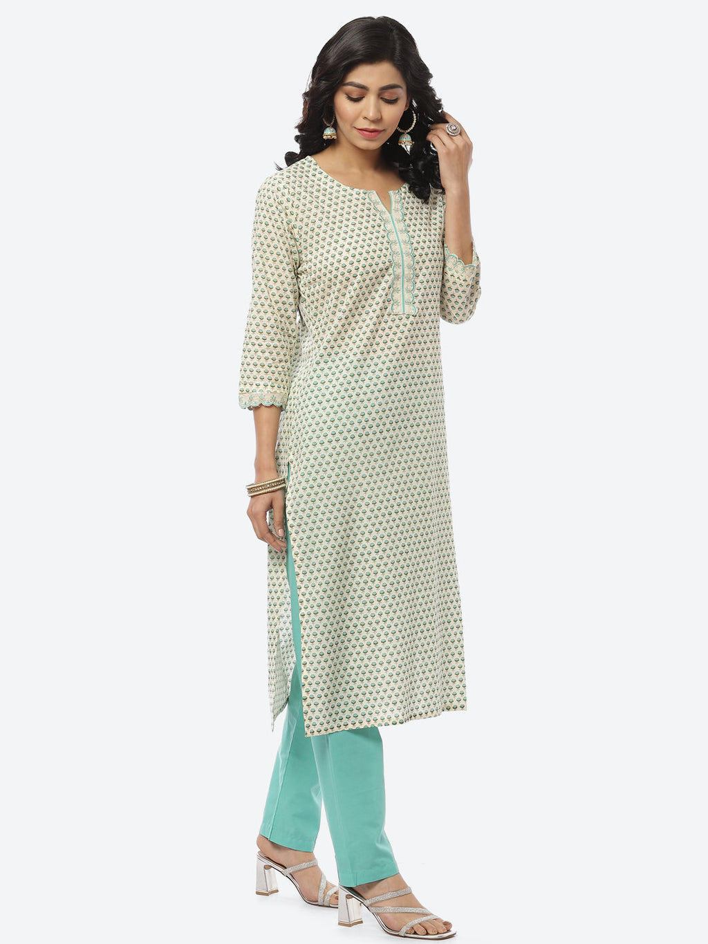 Floral Printed Cotton Kurti With Pant