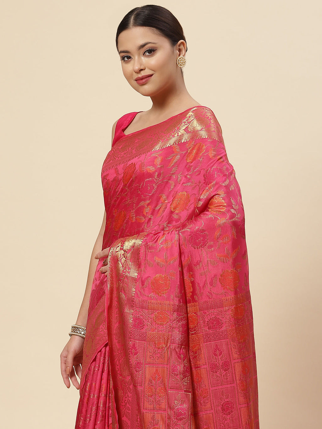Floral Zari Jaal Handloom Woven Saree