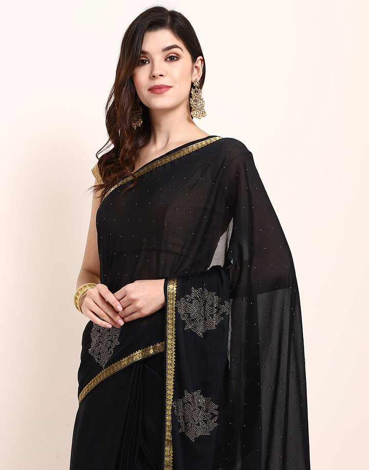 Black Art Crepe Saree