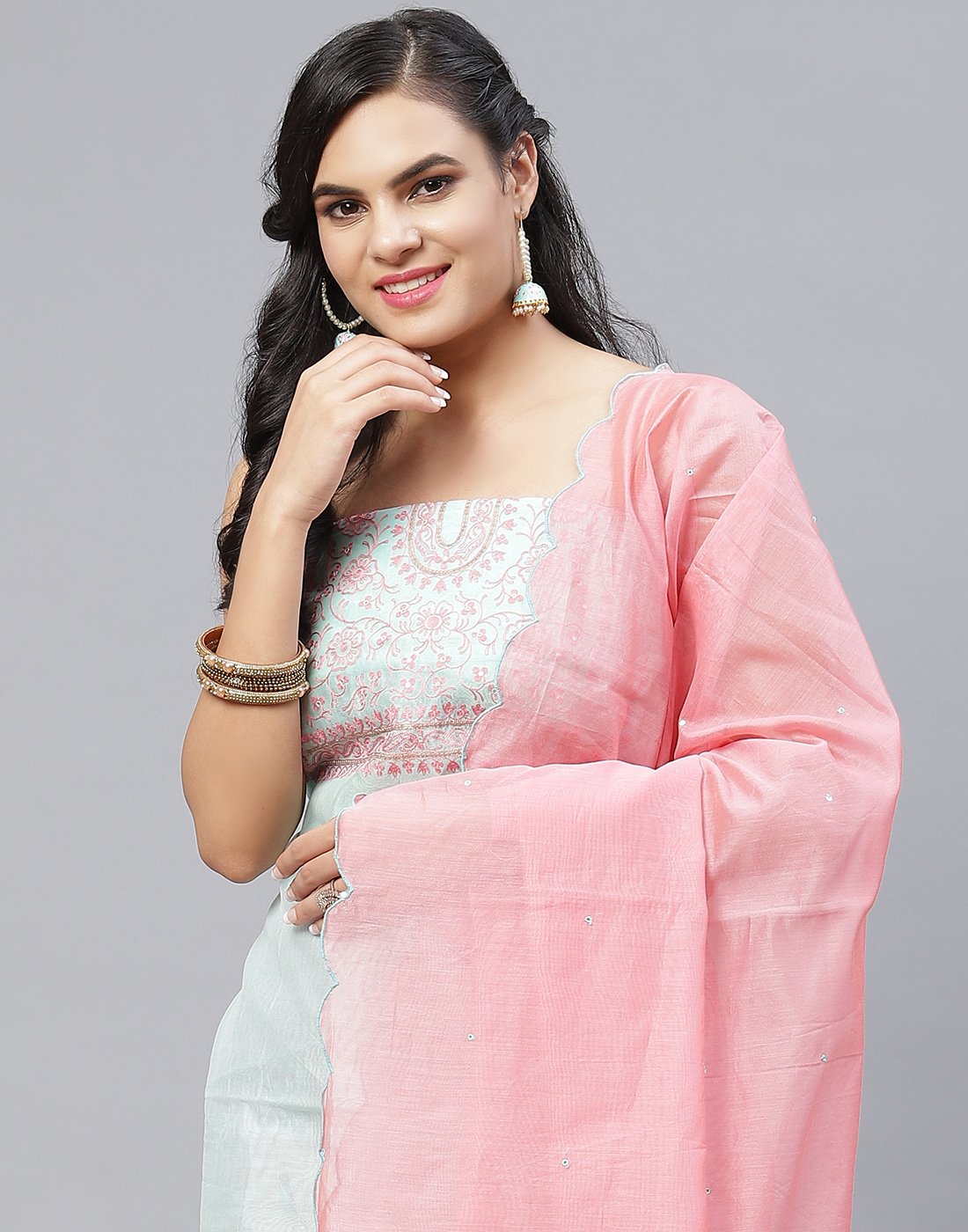 Chanderi Embroidered Suit Piece