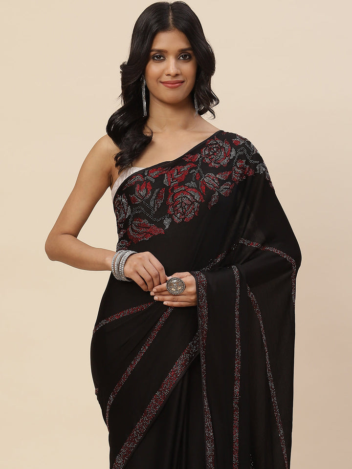 Stone Embroidered Chiffon Saree