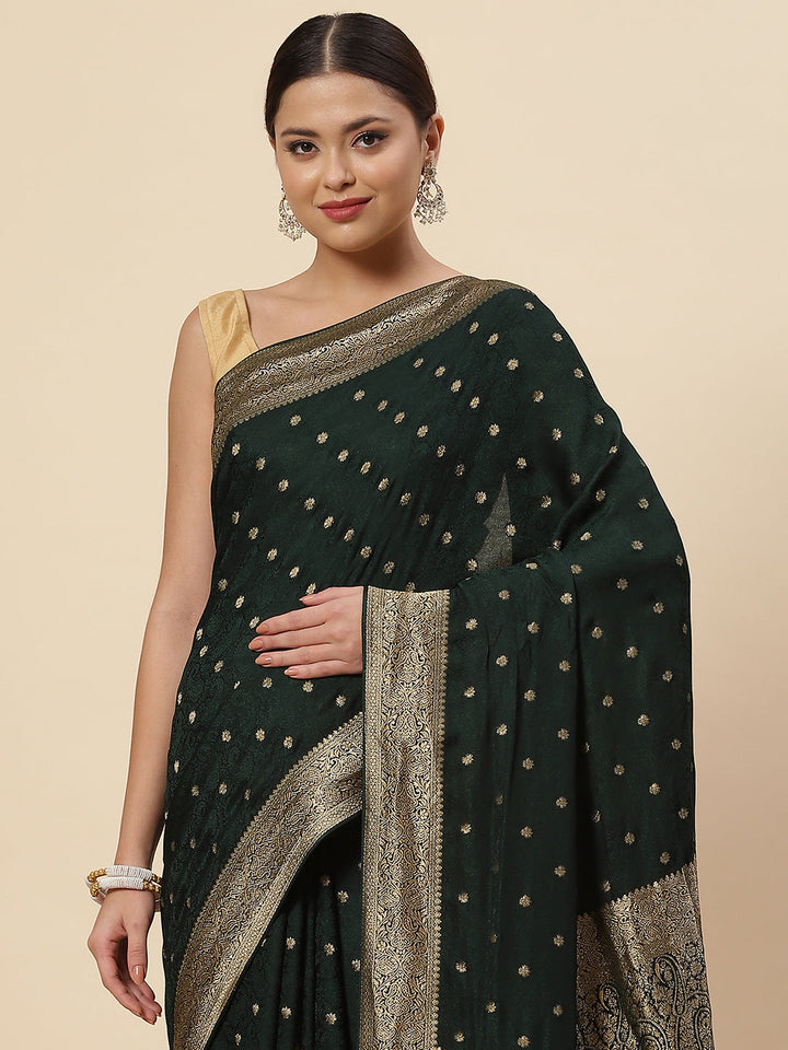 Zari Booti Crepe Plain Saree