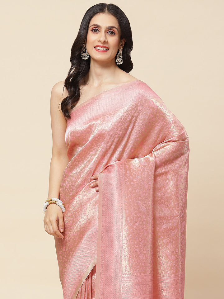Floral Zari Jaal Woven Handloom Saree