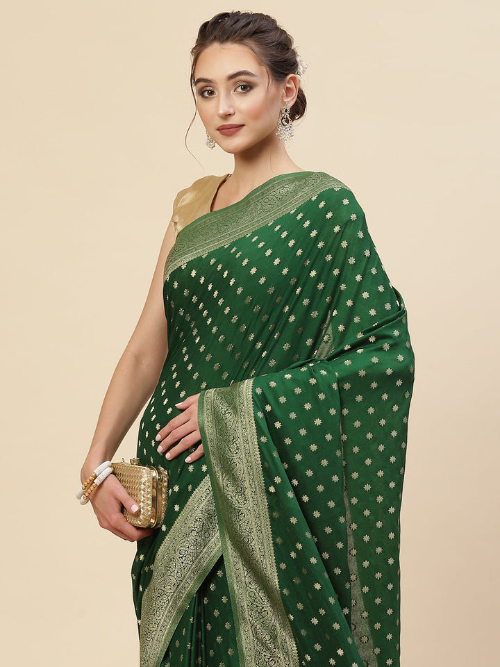 Zari Border Booti Georgette Plain Saree
