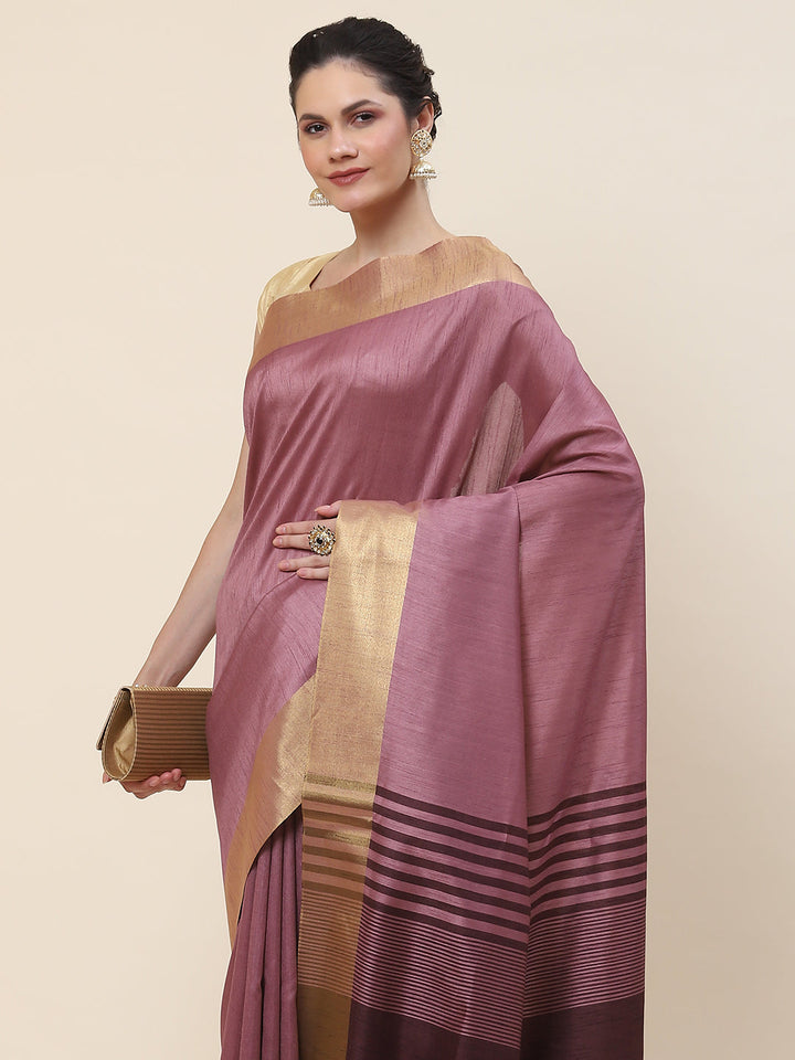 Plain Zari Border Woven Handloom Saree