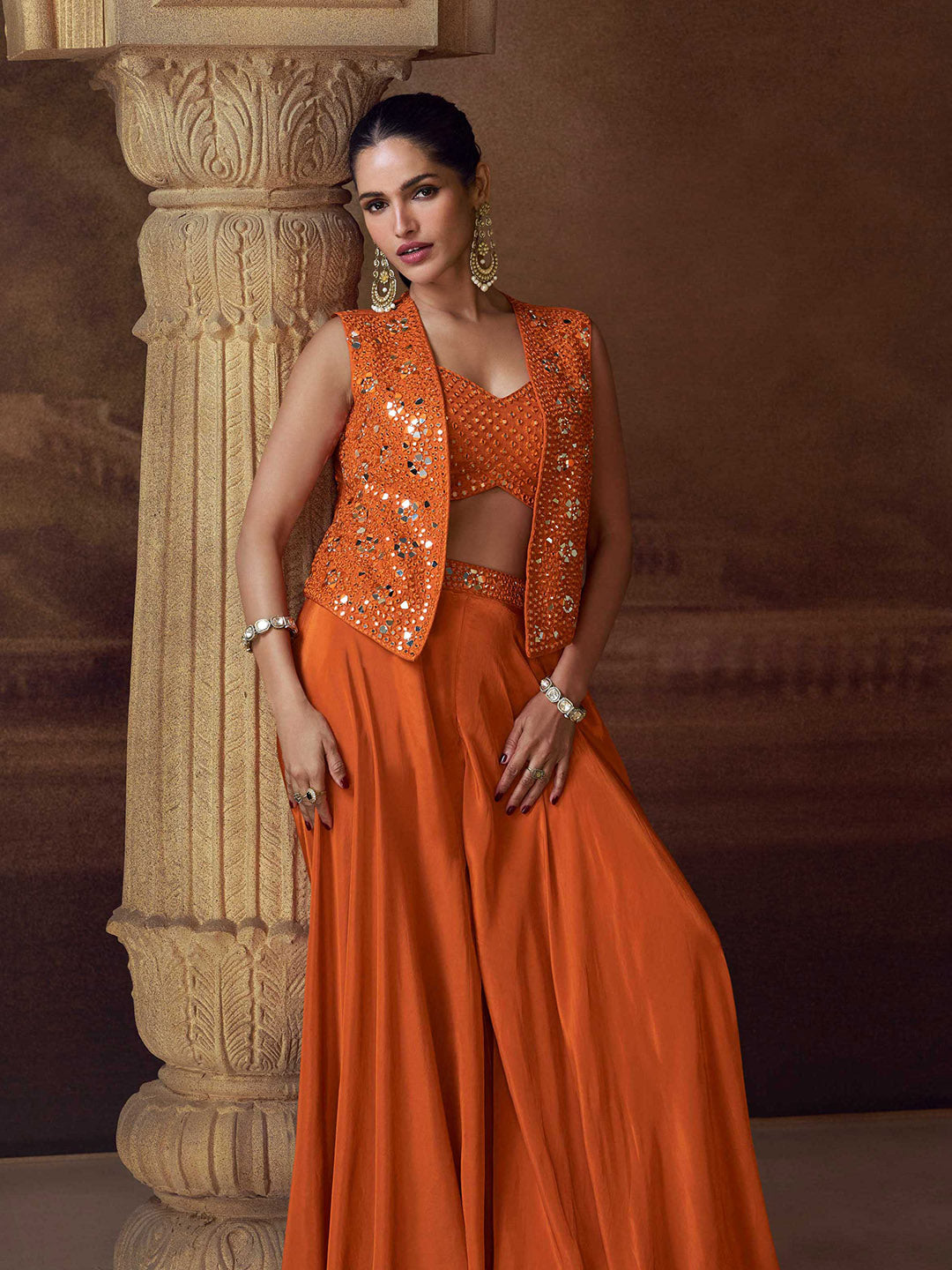 Embroidered Chinon Suit With Pant &amp; Dupatta