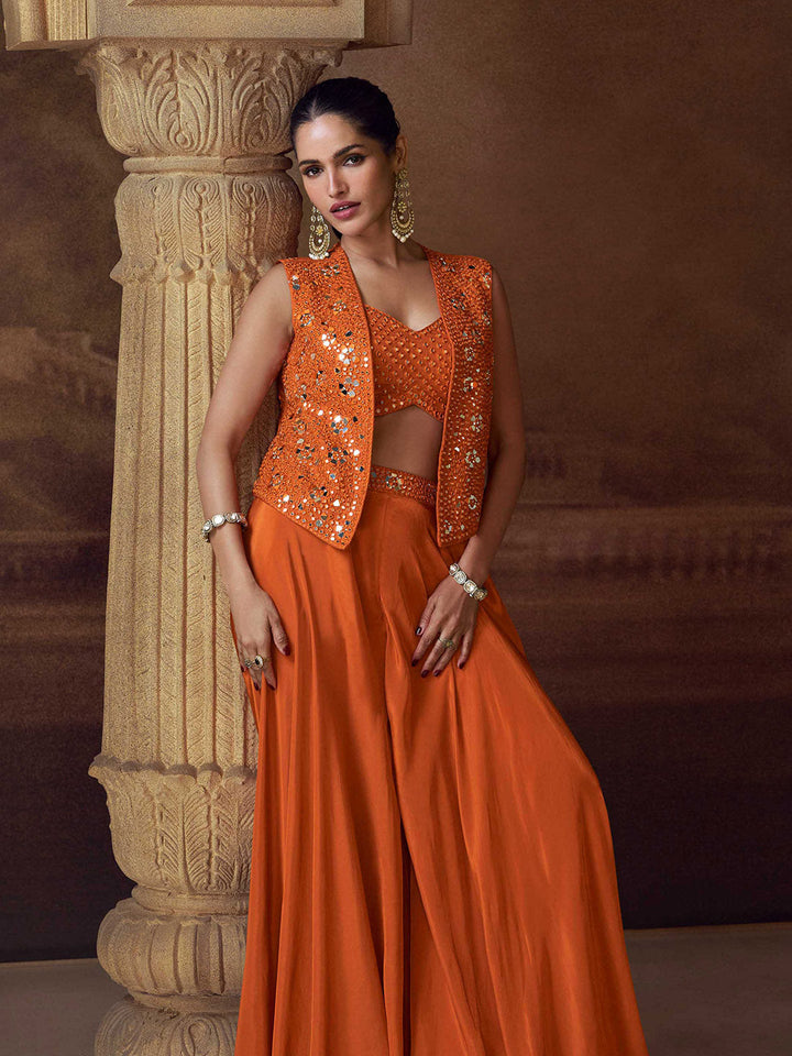 Embroidered Chinon Suit With Pant &amp; Dupatta