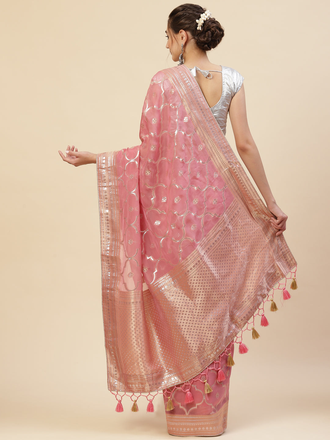 Gota Work Organza Woven Saree