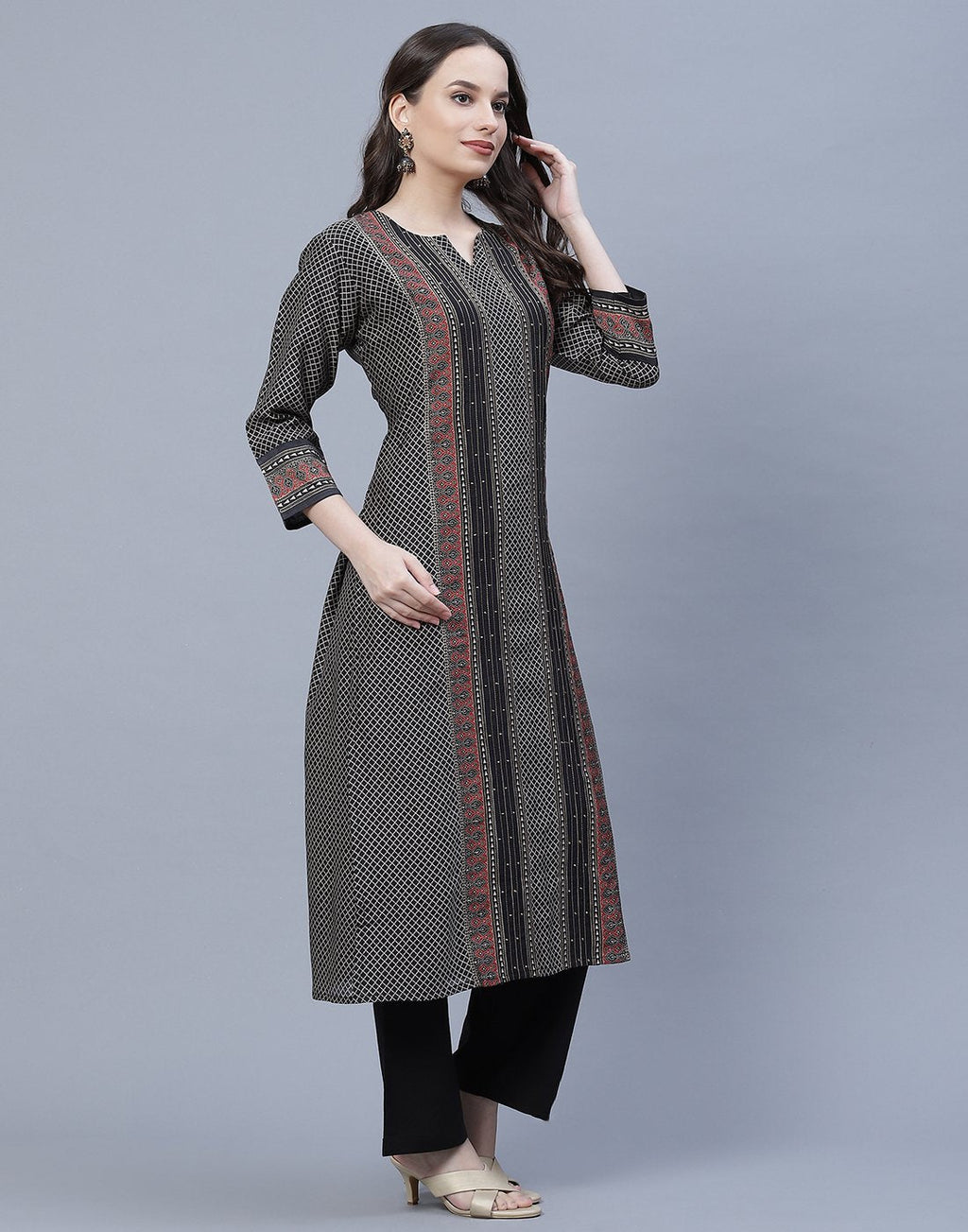 Chanderi Printed Kurti Pant Set