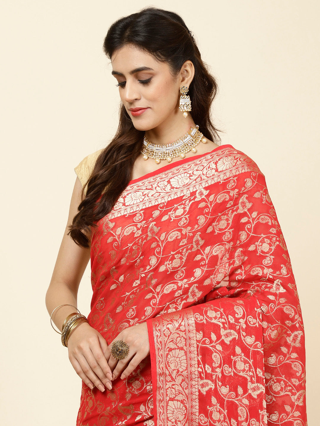 Zari Jaal Woven Georgette Saree