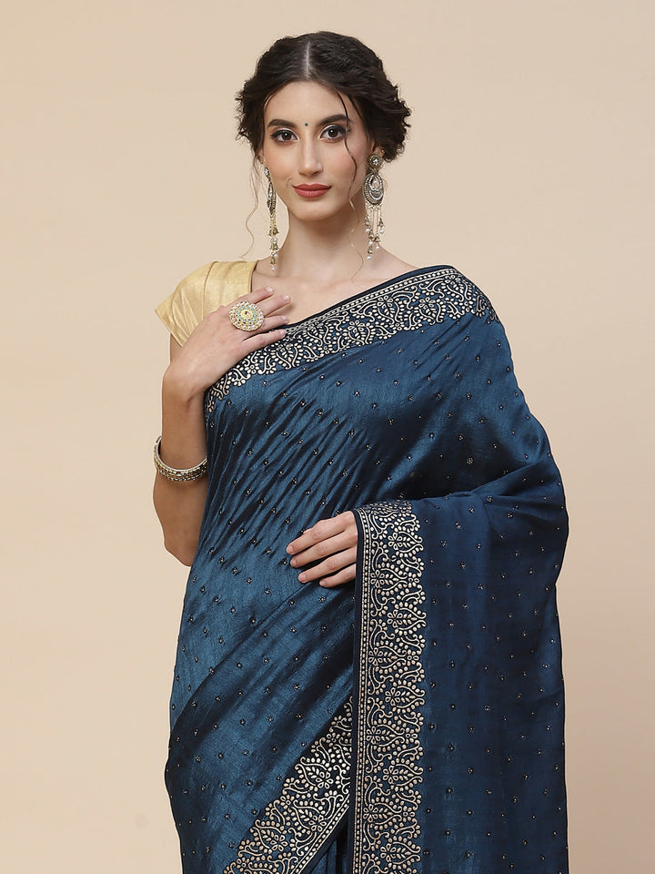 Dupion Silk Embroidery Saree